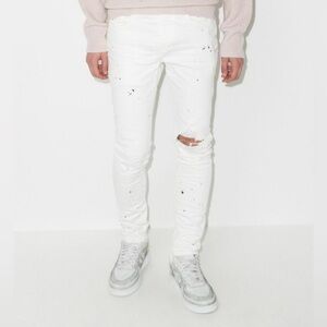 Purple Brand Men's Distressed Skinny Jeans - White P001